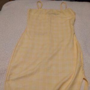 Yellow Plaid Sleeveless Dress